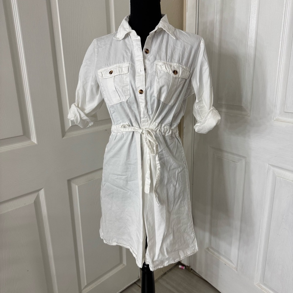 White Button-Up Shirt Dress
